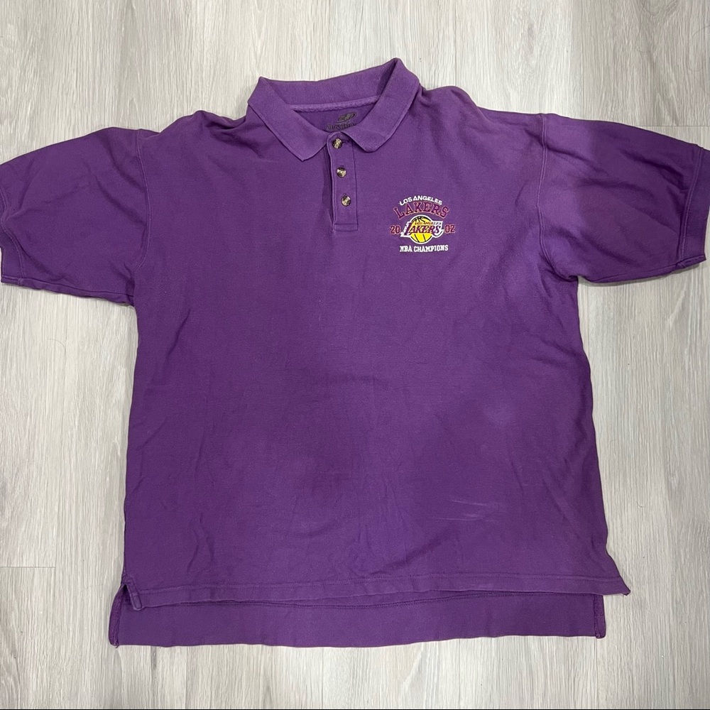 vintage 2002 lakers nba championships polo